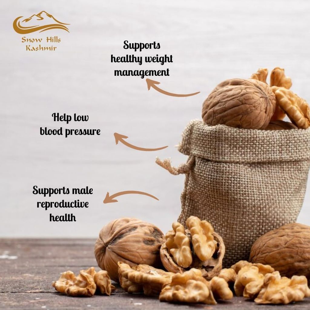 Snow Hills Kashmir Walnut Jar 500 grams Walnut Kernels 500g | Premium Akrot Giri | Fresh Whole Walnuts | Without Shell Akhrot 500gm Premium Dry fruits