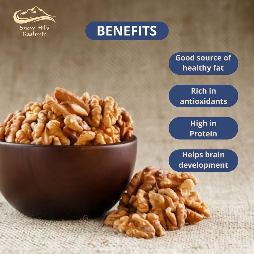 Snow Hills Kashmir Walnut Jar 500 grams Walnut Kernels 500g | Premium Akrot Giri | Fresh Whole Walnuts | Without Shell Akhrot 500gm Premium Dry fruits