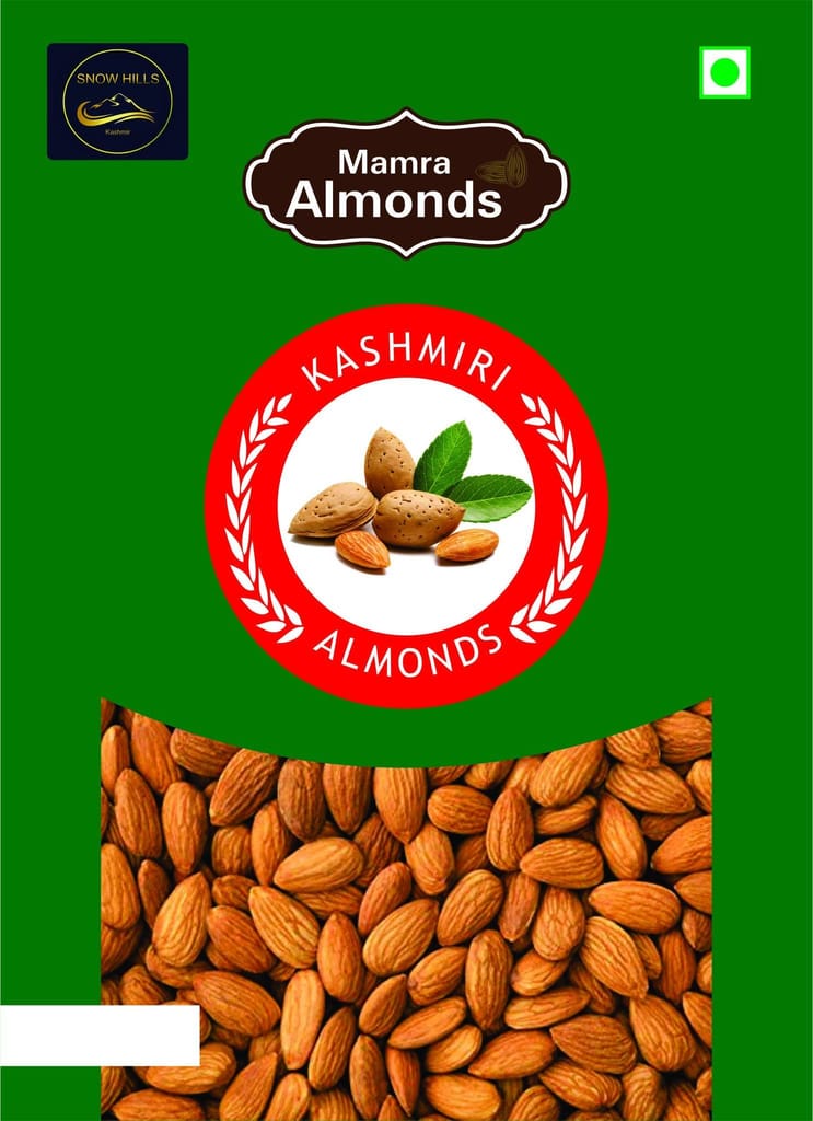 Snow Hills Kashmir Premium Mamra Almonds-500G|100% Pure Almonds With Hard Shell|Organically Cultivated|High Oil Content,Rich In Antioxidants|Enhances Brain Power&Stamina|With Shell,Crack&Enjoy,Dried
