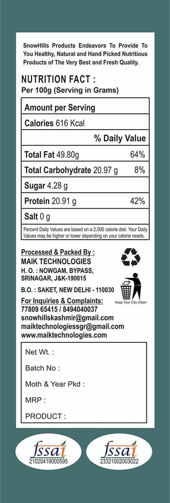 Kashmiri almond kernels oily and tasty (Mamra Badam Giri)