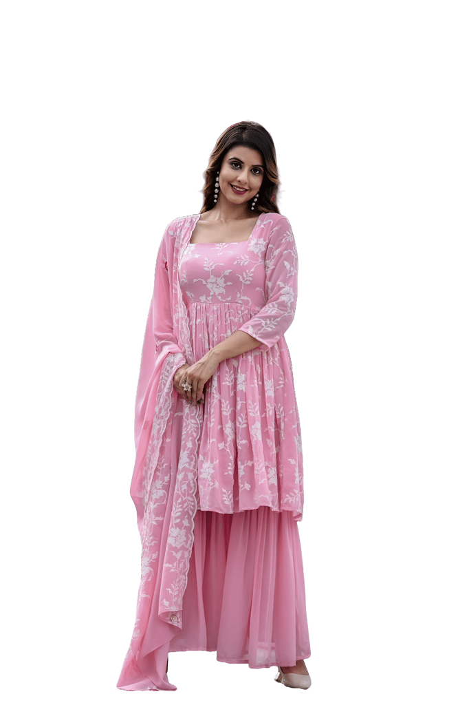 Pink Sharara Suit Set Ready to wear indian salwar kameez Dupatta for women anarkali designer pakistani dresses Festival 3 piece