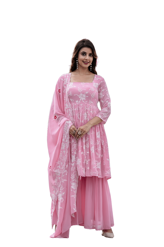 Pink Sharara Suit Set Ready to wear indian salwar kameez Dupatta for women anarkali designer pakistani dresses Festival 3 piece