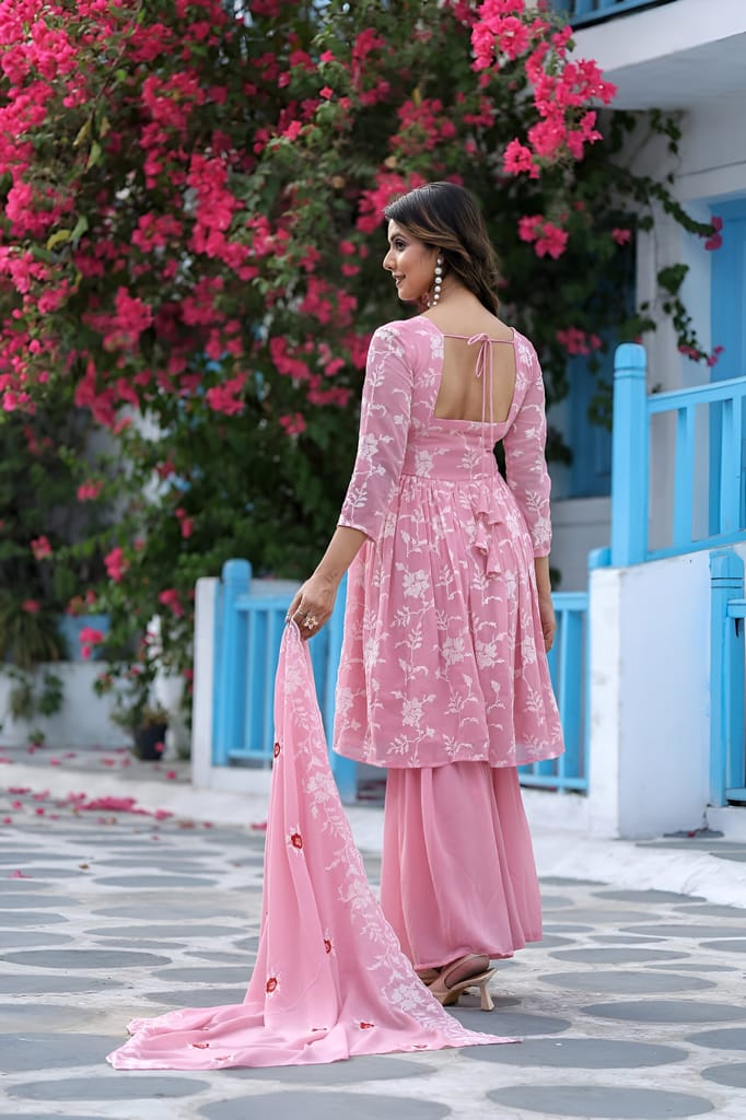 Pink Sharara Suit Set Ready to wear indian salwar kameez Dupatta for women anarkali designer pakistani dresses Festival 3 piece