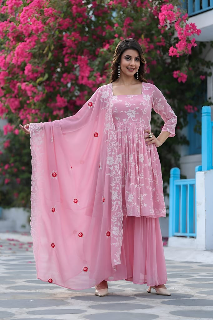 Pink Sharara Suit Set Ready to wear indian salwar kameez Dupatta for women anarkali designer pakistani dresses Festival 3 piece