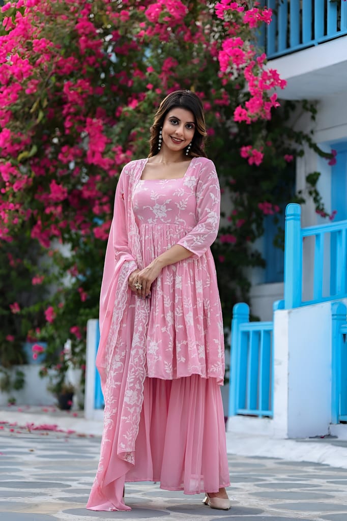 Pink Sharara Suit Set Ready to wear indian salwar kameez Dupatta for women anarkali designer pakistani dresses Festival 3 piece