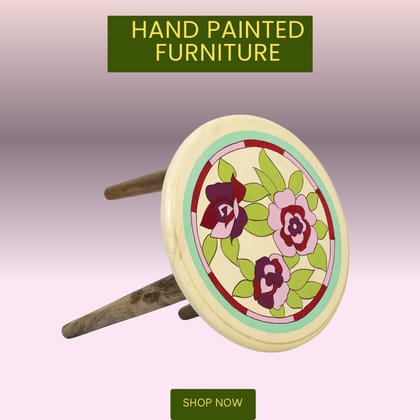 Wooden hand painted Coffee table flower design