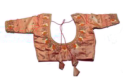  Red and gold embroidered silk blouse