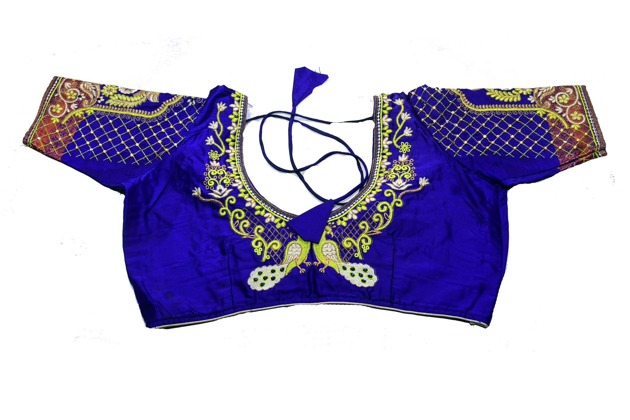 🦚 Blue Peacock Embroidered Blouse