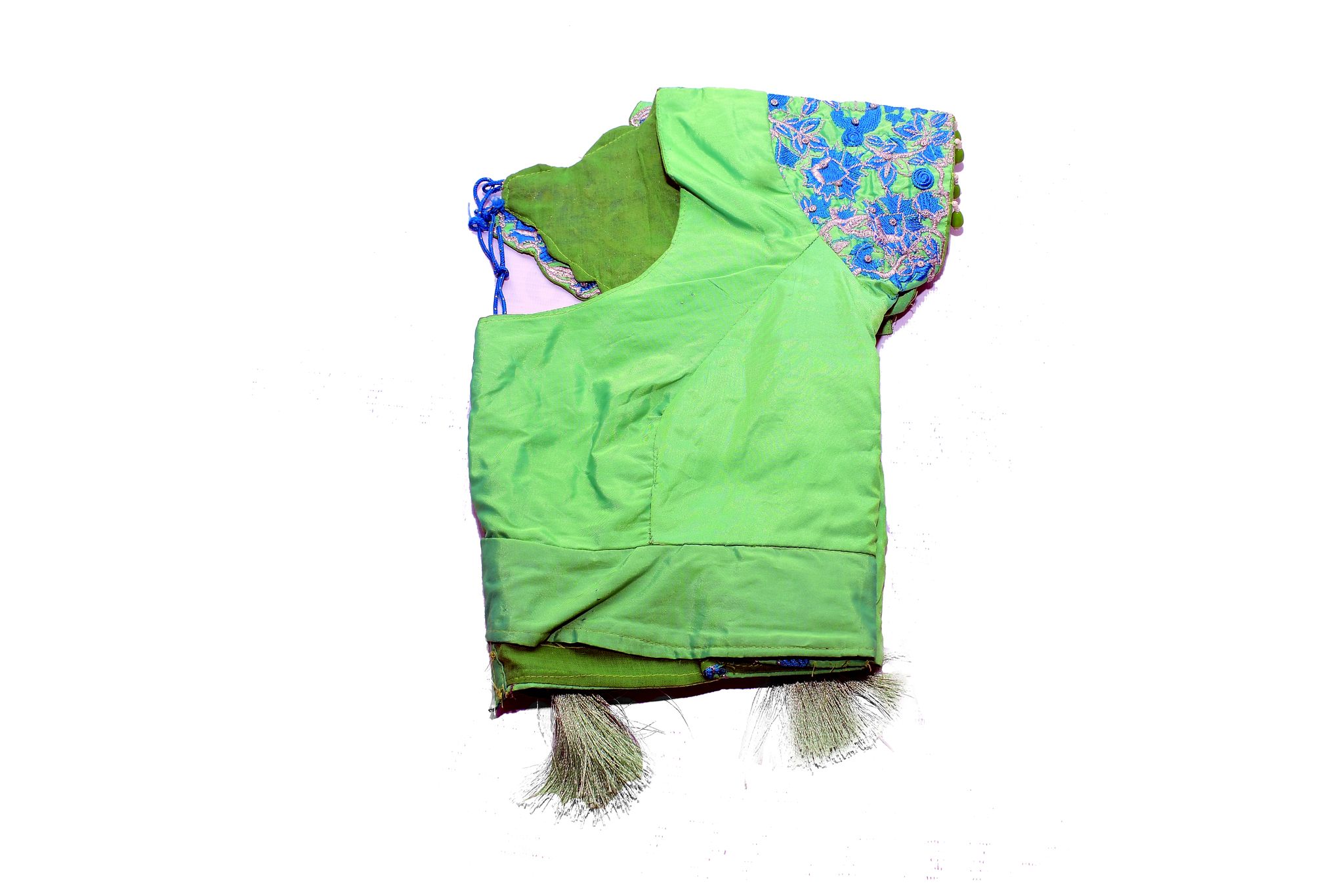  Green Embroidered Halter Neck Blouse