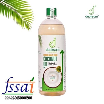 Deeksam Wood Pressed Coconut Oil | Pure Chekku Thengai Ennai | 100% Natural & Unrefined | Edible Grade | 1L
