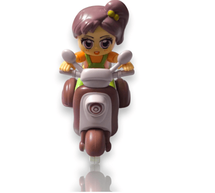 Inertia Friction Powered Stunt Toy Scooter with Girl Rider, Push-and-Go Scooty Toy, Multicolour
