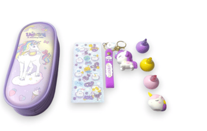 DGTAL GUMTI Unicorn Pencil Case with Stationery Set for Kids, Purple