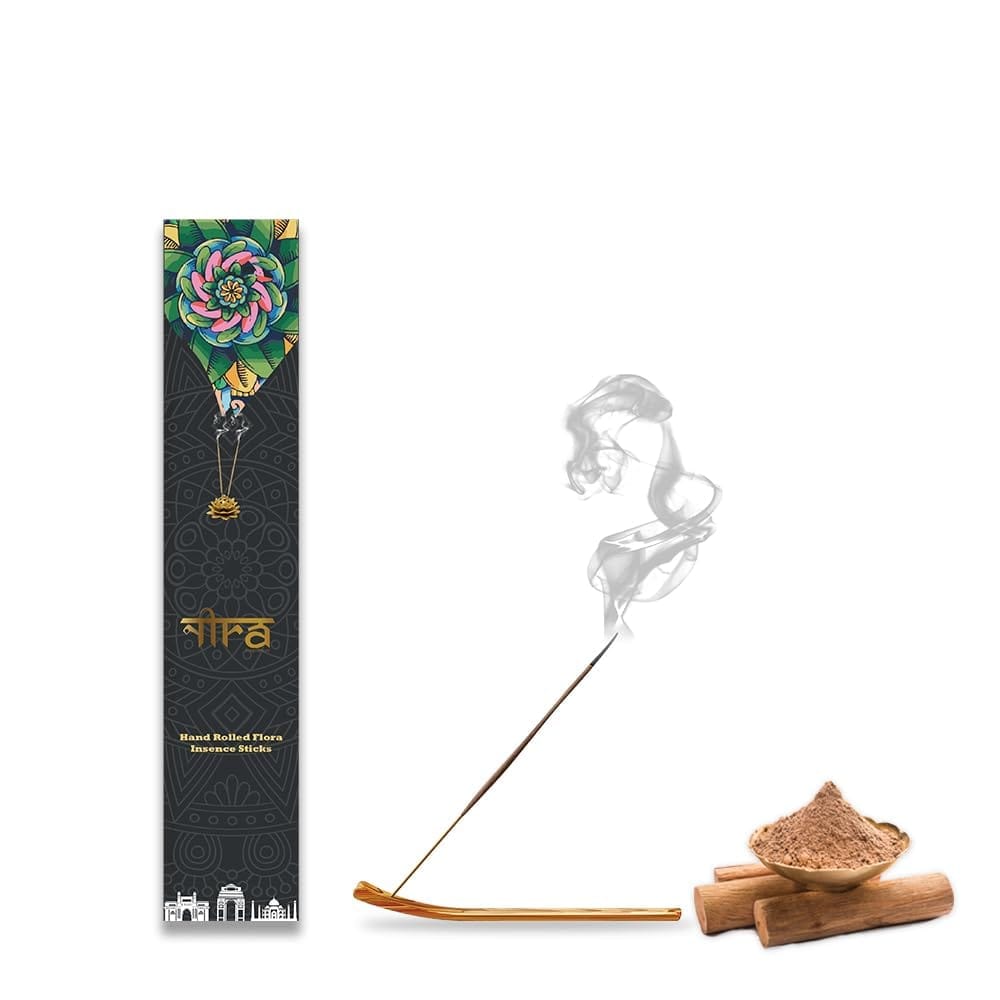 NIRA Fragrances Sandalwood Fragrance 40 Incense Stick Combo 100% Natural & Organic Cow Dung Handmade Agarbatti Best for Morning and Evening Pooja, Meditation, and Aromatherapy, Yoga