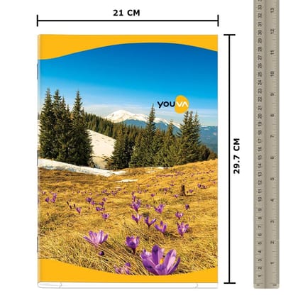 Navneet Youva | Long Book | Soft Bound / Soft cover Notebook for Students | A4 size - 21 cm X 29.7 cm | Single line | 76 Pages | Pack of 12