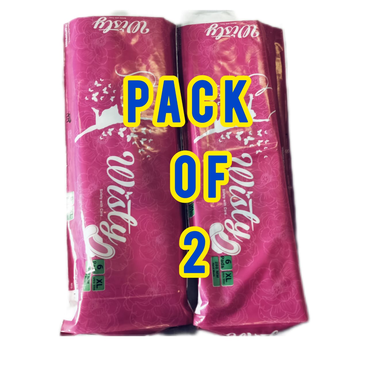Pack of 2 Wisty Maxi Thick Sanitary Pads with Wings - 6 XL Pads (280mm)