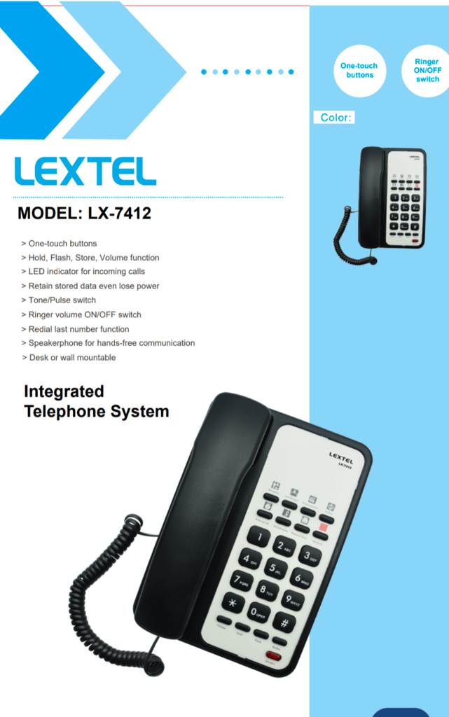 Lextel LX-7412 Hotel Landline Telephone