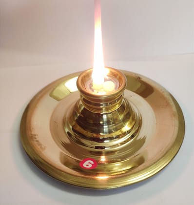 NAKSHATHRA - PURE BRASS MADE CAMPHOR / SOODAM AARTI PLTE / THATTU - SMALL - 6 INCH