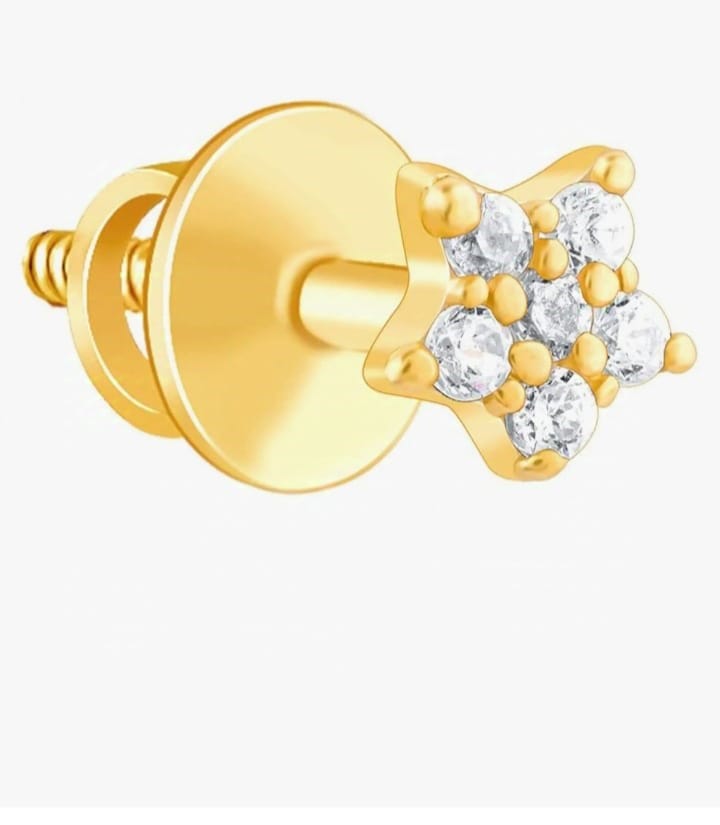 "Sparkling Star Stud Earrings in Gold Vermeil with Cubic Zirconia"