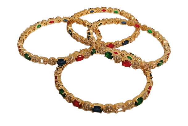Gold Plated Kundan Bangles Set of 4