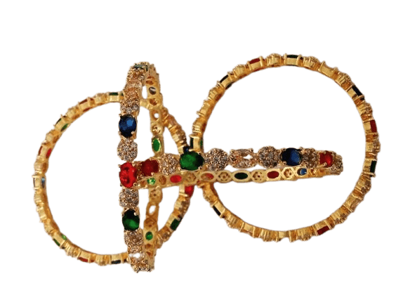 Gold Plated Kundan Bangles Set of 4