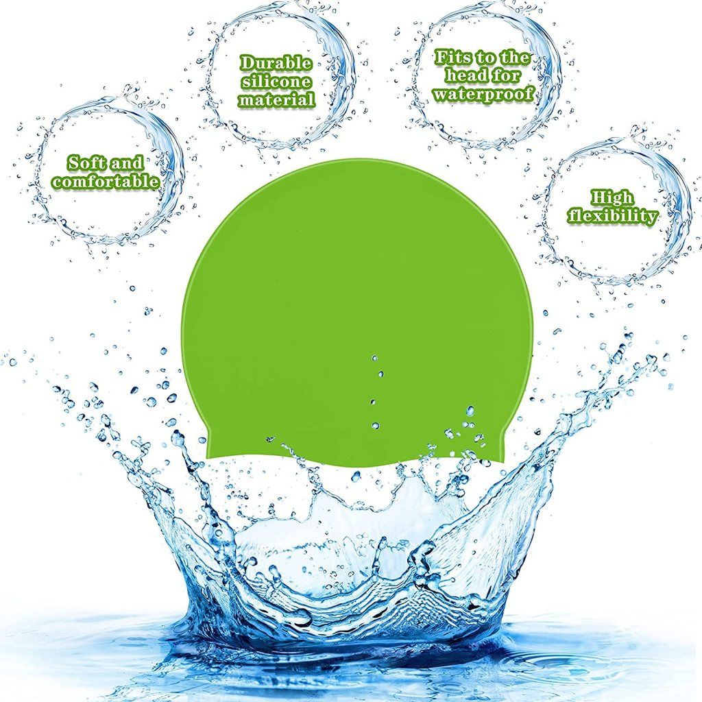 WUGO::Unisex Adult Silicone Swim Cap Non-Slip Swimming Cap for Long and Short Hair, Easy Fit Silicone Waterproof Head Cover Caps For Swimming