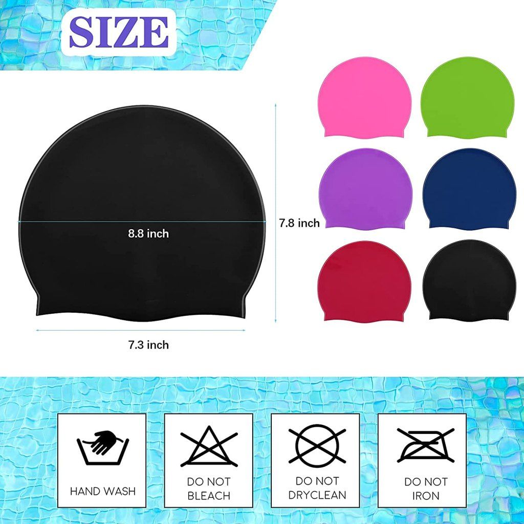 WUGO::Unisex Adult Silicone Swim Cap Non-Slip Swimming Cap for Long and Short Hair, Easy Fit Silicone Waterproof Head Cover Caps For Swimming