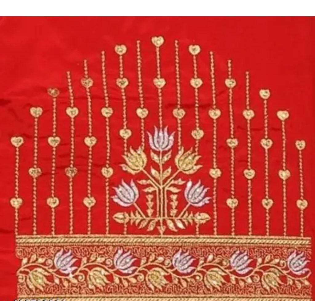  Red and gold embroidered blouse
