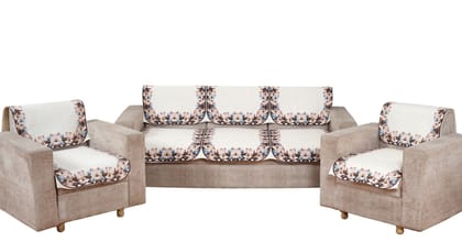 Fabricasa Modern Quilted Reversible Velvet Sofa Cover- Beige 5 Seater