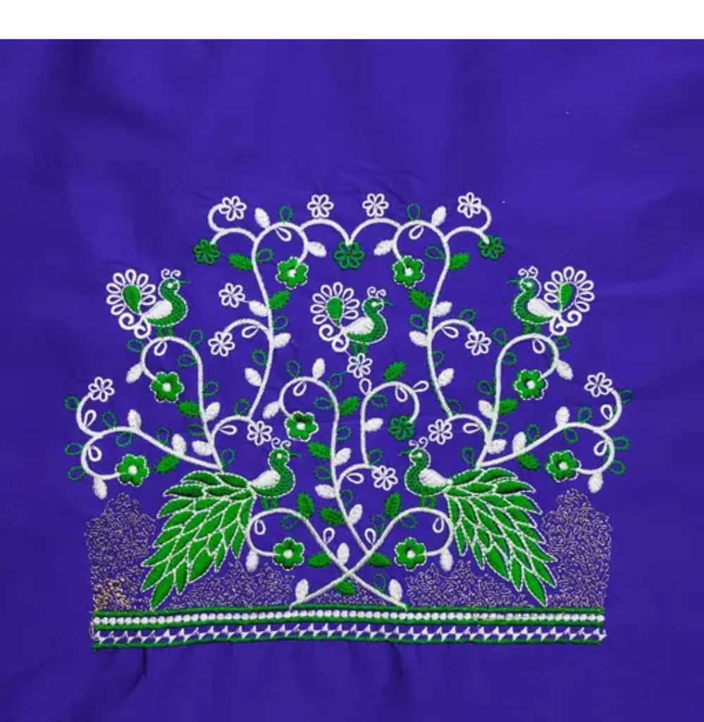  Peacock and Floral Embroidery Blouse Design