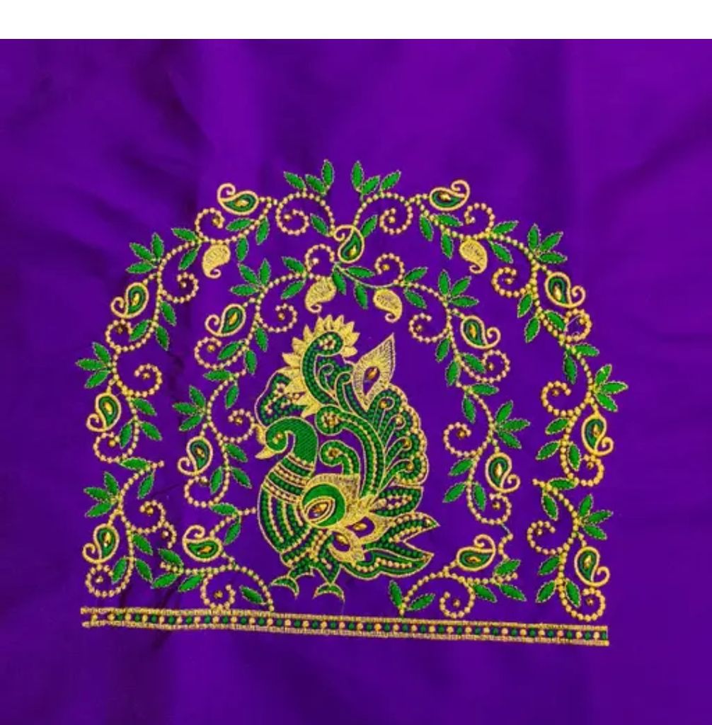 Embroidered Boat Neck Blouse Design With Floral Motifs