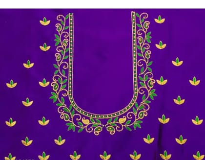  Embroidered Boat Neck Blouse Design With Floral Motifs