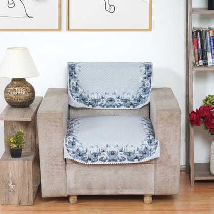 Fabricasa Modern Quilted Reversible Velvet Sofa Cover- Grey 3 Seater