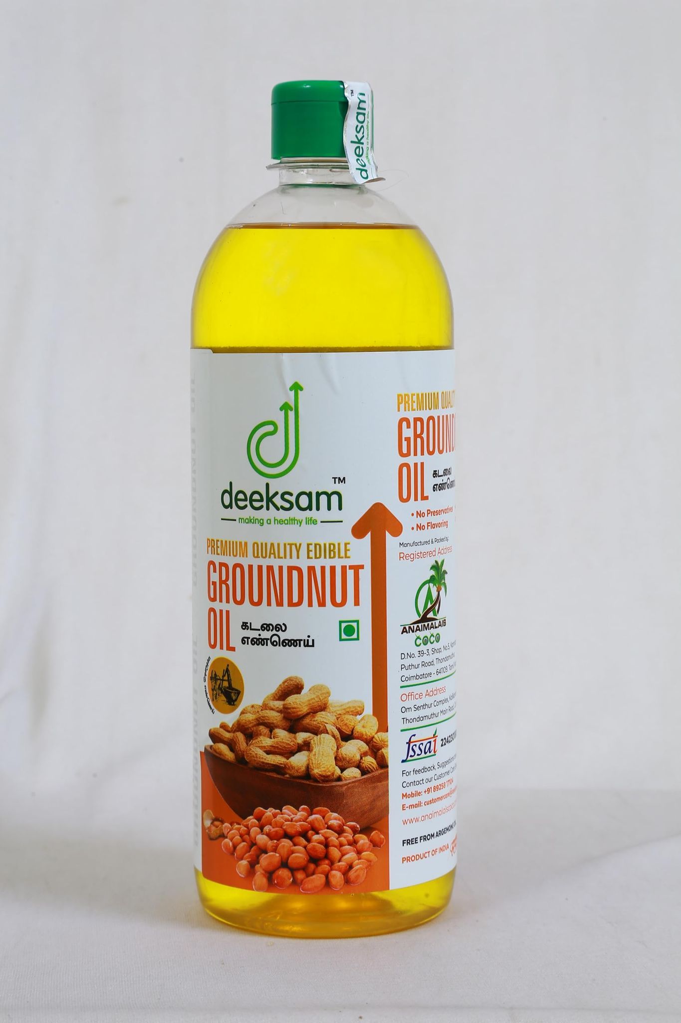 Deeksam Wood Pressed Groundnut Oil | Chekku Kadalai Ennai | 100% Pure & Natural