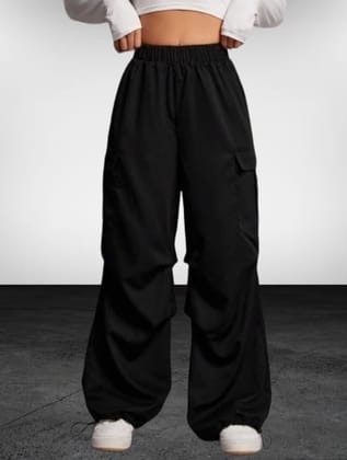 Women's Casual High Waist Solid Color Loose Fit Cargo Pants with Pockets Women's Casual High Waist Solid Color Loose Fit Cargo Pants with Pockets
