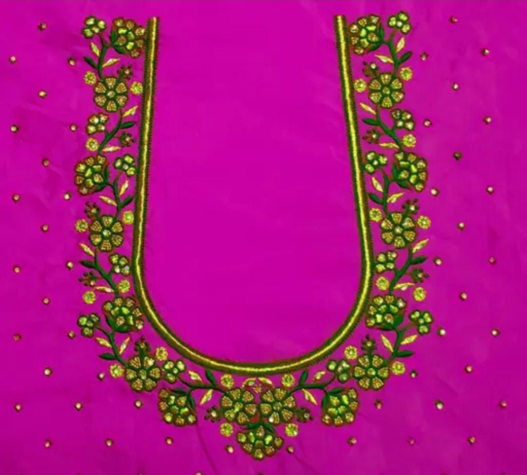 Rose Pink embroidered blouse - Un Stiched Blouse - 1 Meter