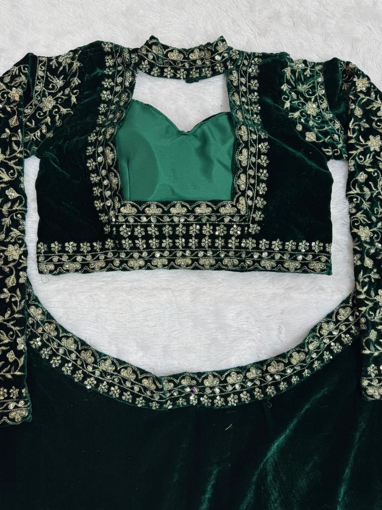 Green Lehenga Choli Readymade Stitched For Wedding Women Partywear Skirt Ready To Wear