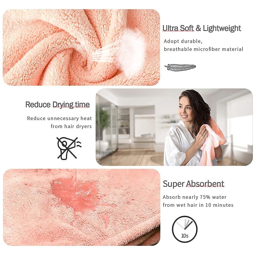 WUGO::Hair Towel Wrap Absorbent Towel Hair-Drying Quick Dry Shower Caps Bathrobe Magic Hair Warp Towel Super Quick-Drying Microfiber Bath Towel Hair Dry Cap Salon Towel (multicolor)