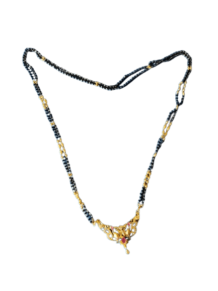 "Stunning Gold Plated Mangalsutra with Black Beads for Women"