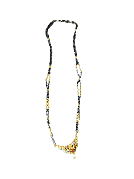 "Stunning Gold Plated Mangalsutra with Black Beads for Women"