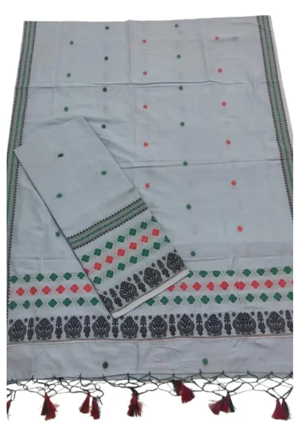  Mekhela Sador Set with Handloom Cotton Fabric and Traditional Assamese Motifs