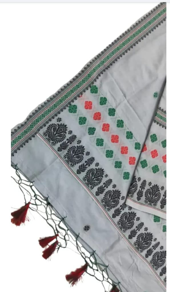 Mekhela Sador Set with Handloom Cotton Fabric and Traditional Assamese Motifs