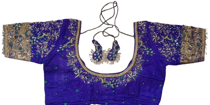 New Women Women's Embroidered Silk Saree Blouse with Zari and Stone Work 2025 at ShopCircuit | O