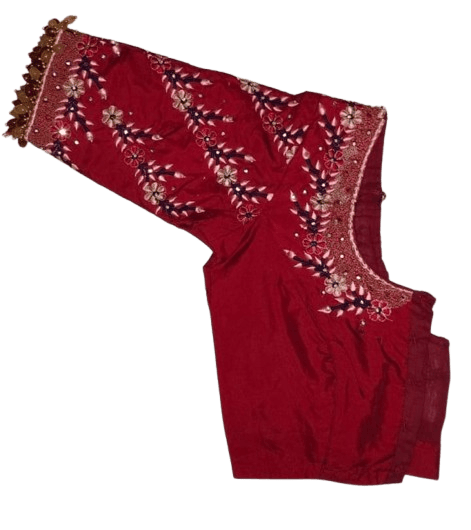 Sophisticated Women Red Embroidered Boat Neck Blouse 2025 at ShopCircuit | ONDC