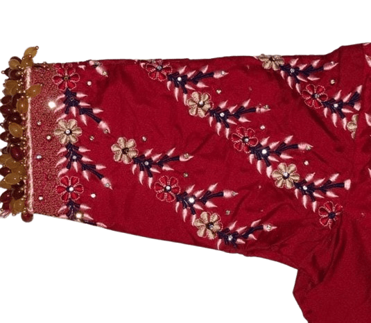 Sophisticated Women Red Embroidered Boat Neck Blouse 2025 at ShopCircuit | ONDC