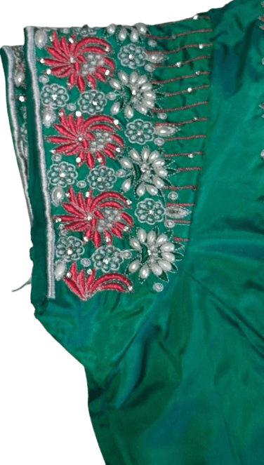 Elegant Women Green blouse with floral embroidery 2025 at ShopCircuit | ONDC