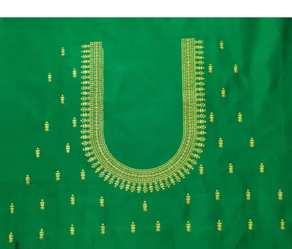  Green blouse with intricate zari embroidery