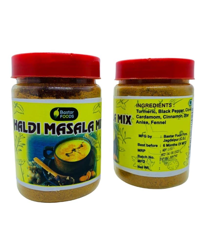 Bastar Food Golden Spice Ayurvedic Blend Pure Haldi Masala Mix | Hadli Masala Powder | Turmeric Chai Masala for Healthy and Happy Life | Non-GMO Gluten-Free