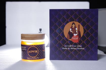 ADVIK A2 GIR COW GHEE 500 ML | Pure A2 Gir Cow Ghee | Gir Cow Ghee 500 gram in Fresh | Red Sandalwood Bilona Method Ghee | Premium Indian Ghee | Made on a Full Moon Day | No Added Preservatives