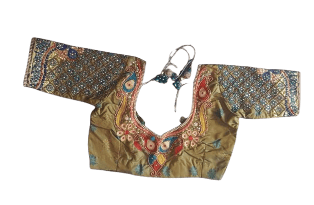  Green Georgette Embroidery Work Blouse