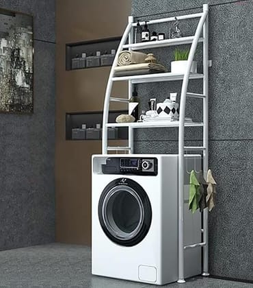 Washing Machine Over Storage Rack 3 Layer Metal Bathroom Shelf Space Saving Organizer for Laundry Room Wash Basin Floor Stand (Washing Machine Rack)